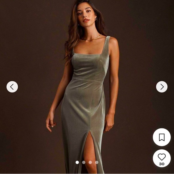 Jenny Yoo Dresses & Skirts - Jenny Yoo Collection for Anthropologie Mara Sage Velour Maxi Dress Women's 12